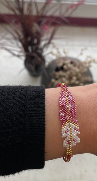 Gold Beaded Feather Bracelet