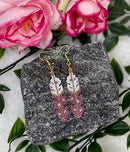 Gold Beaded Feather Earrings