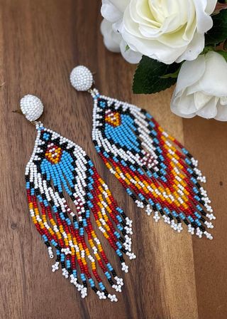 White Colourful Fringe Earrings