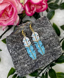 Gold Beaded Feather Earrings