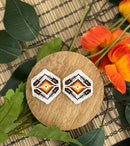 Brick Stitched Double Feather Earrings