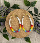 Beaded Teardrop Hoop Earrings