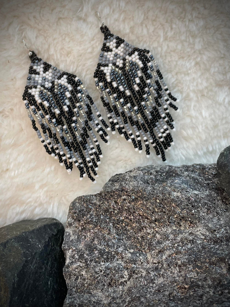 Black/Silver Medium Dangle Earrings